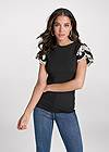 Cropped front view Lace Flutter Sleeve Top