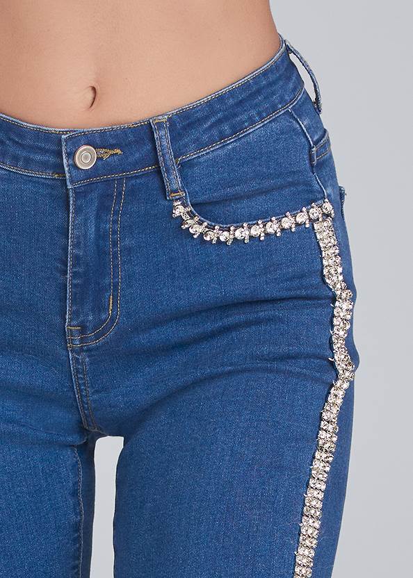 Detail front view Rhinestone Embellished Jeans