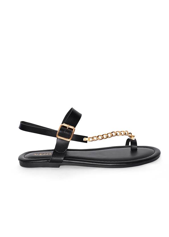 Chain Strap Sandal in Black | VENUS