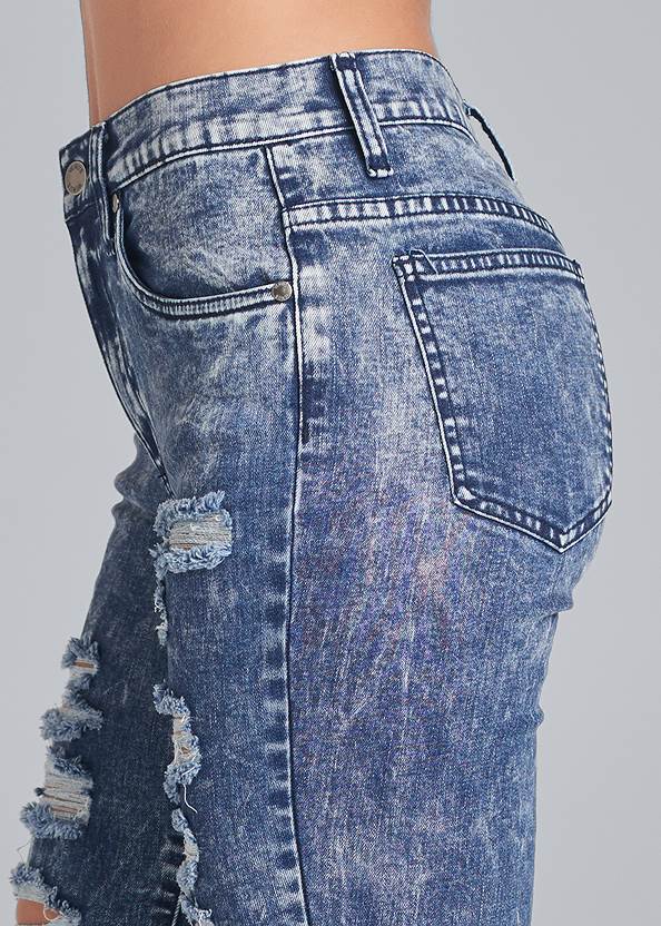 Detail side view Ripped Acid Wash Jeans