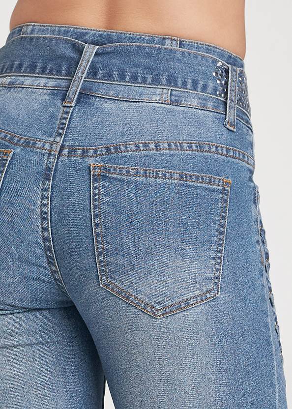 Lace Up Tie Belt Jeans in Medium Wash | VENUS