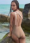 Back View Sports Illustrated Swim™ Color Block One Shoulder One-Piece