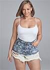 Cropped Front View Bleached Jean Shorts