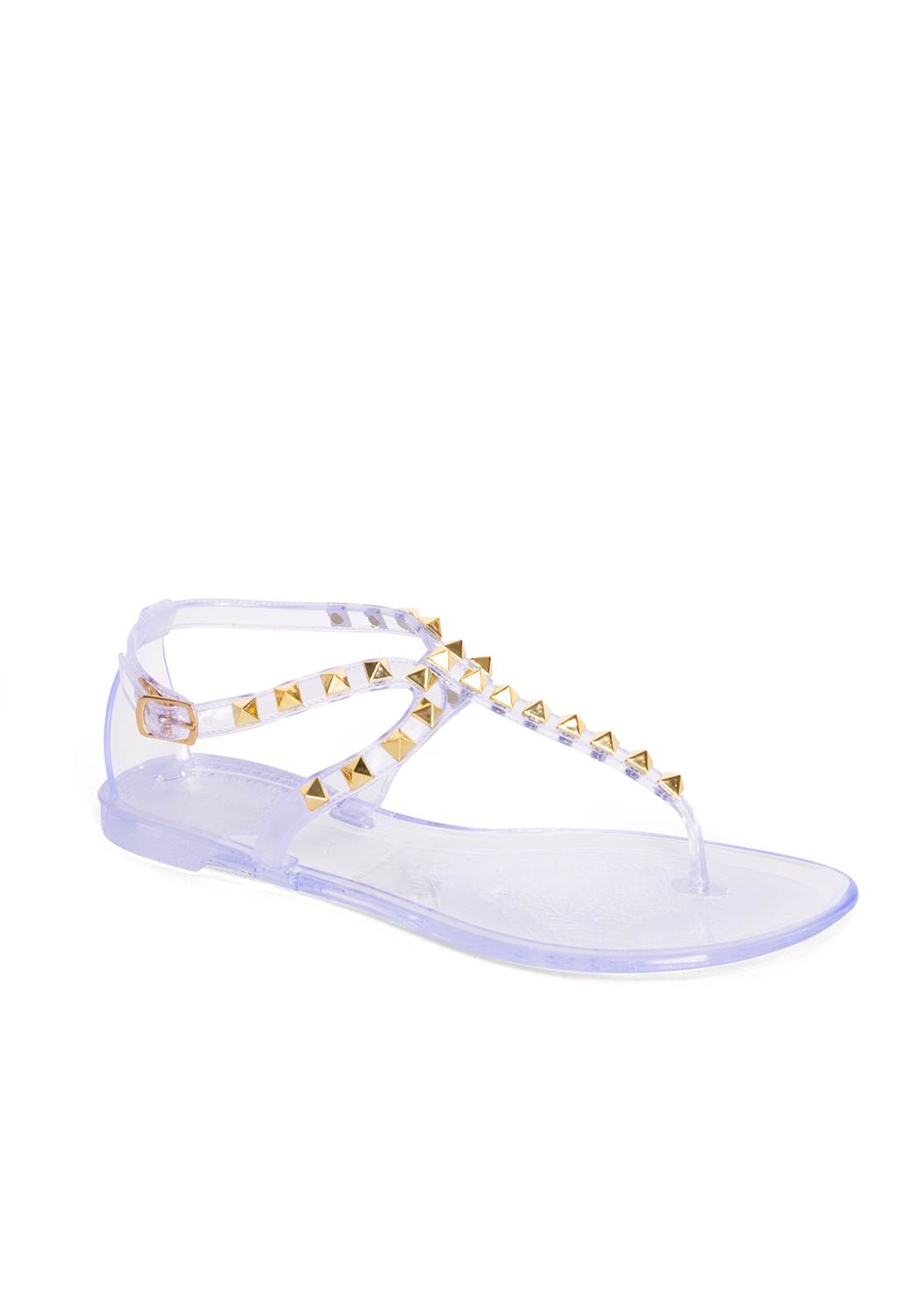Studded Jelly Thong Sandals in Clear | VENUS