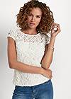 Cropped front view Cap Sleeve Lace Top