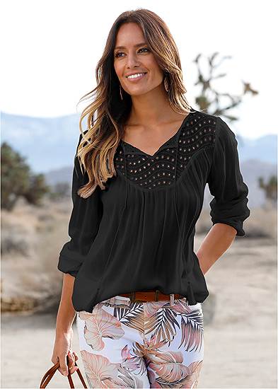 Oversize Tie-Front Blouse