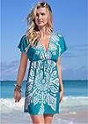 Front View Printed Cover-Up Dress