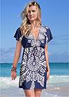 Full front view Printed Cover-Up Dress