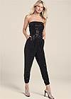 Full front view Ruched Sequin Jumpsuit