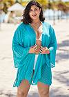 Front View Shadow Striped Kimono Cover-Up