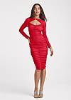 Full front view Ruched Mesh Bodycon Dress