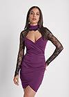 Cropped front view Ruched Lace Bodycon Dress