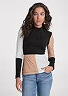 Cropped front view Color Block Ribbed Top