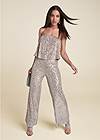 Full front view Strapless Sequin Jumpsuit