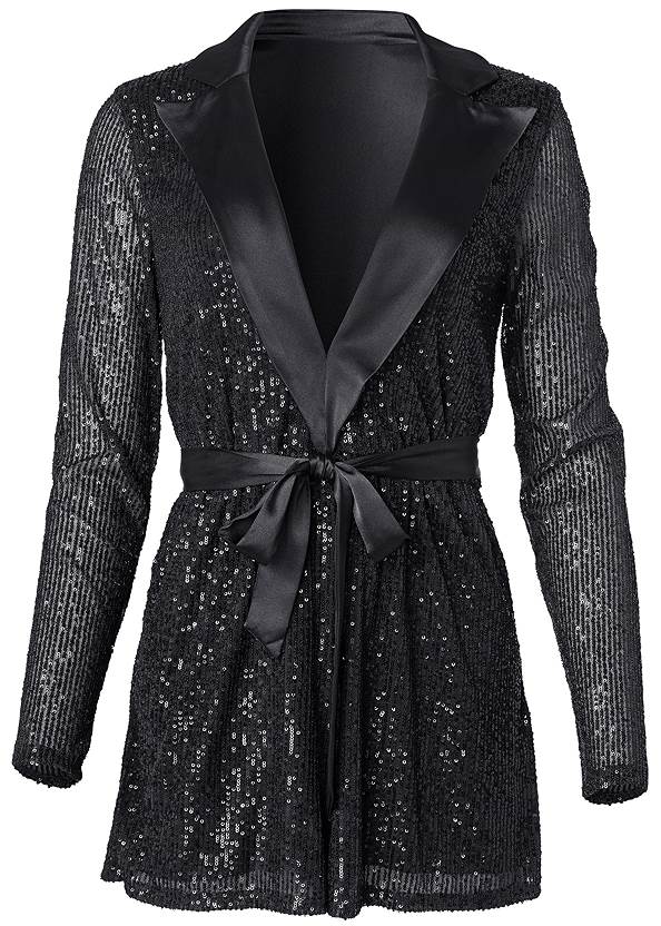 Ghost with background  view Sequin Tuxedo Romper