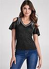 Cropped front view Lace Embellished Top