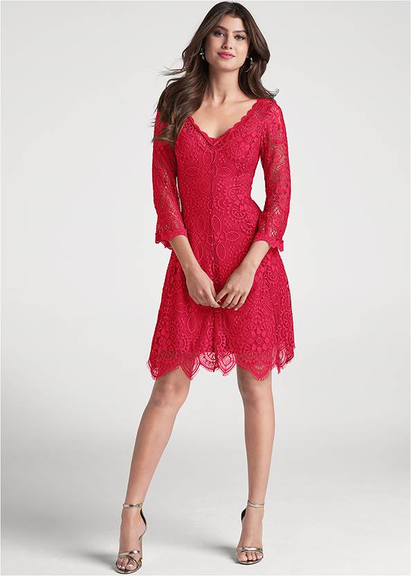Full Front View Lace Party Dress