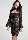 Cropped front view Bell Sleeve Lace Dress