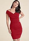 cropped front view Ruched Bodycon Dress