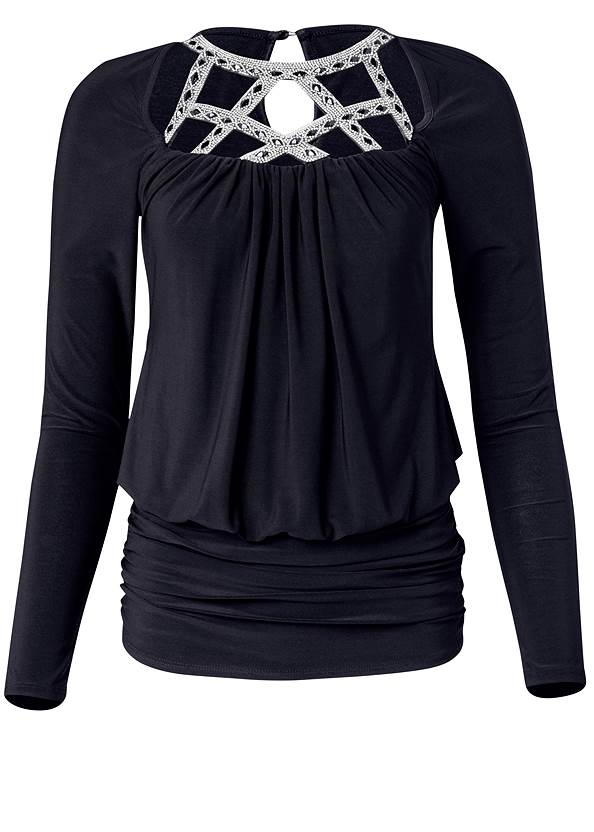 Ghost with background  view Embellished Neckline Top