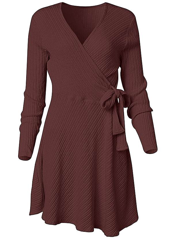 Ghost with background  view Ribbed Tie-Front A-Line Dress