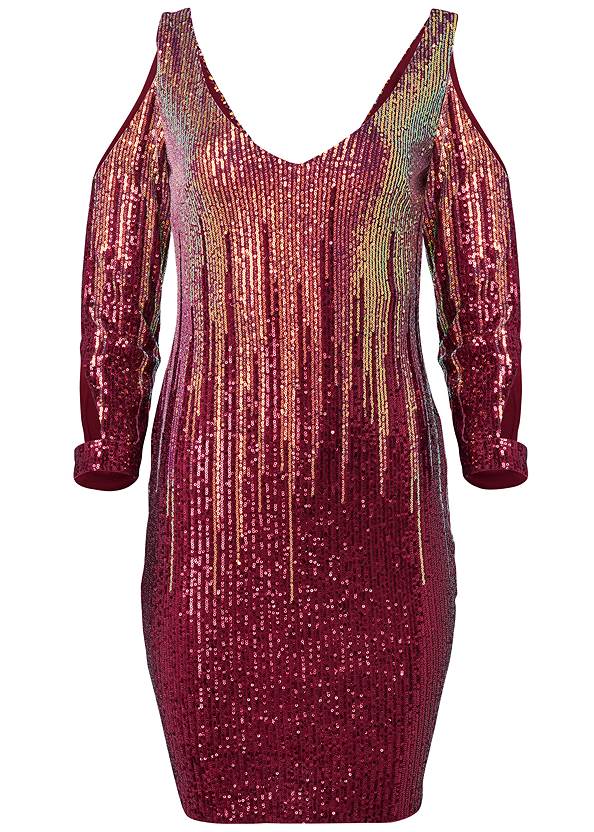 Ghost with background  view Cold-Shoulder Sequin Dress