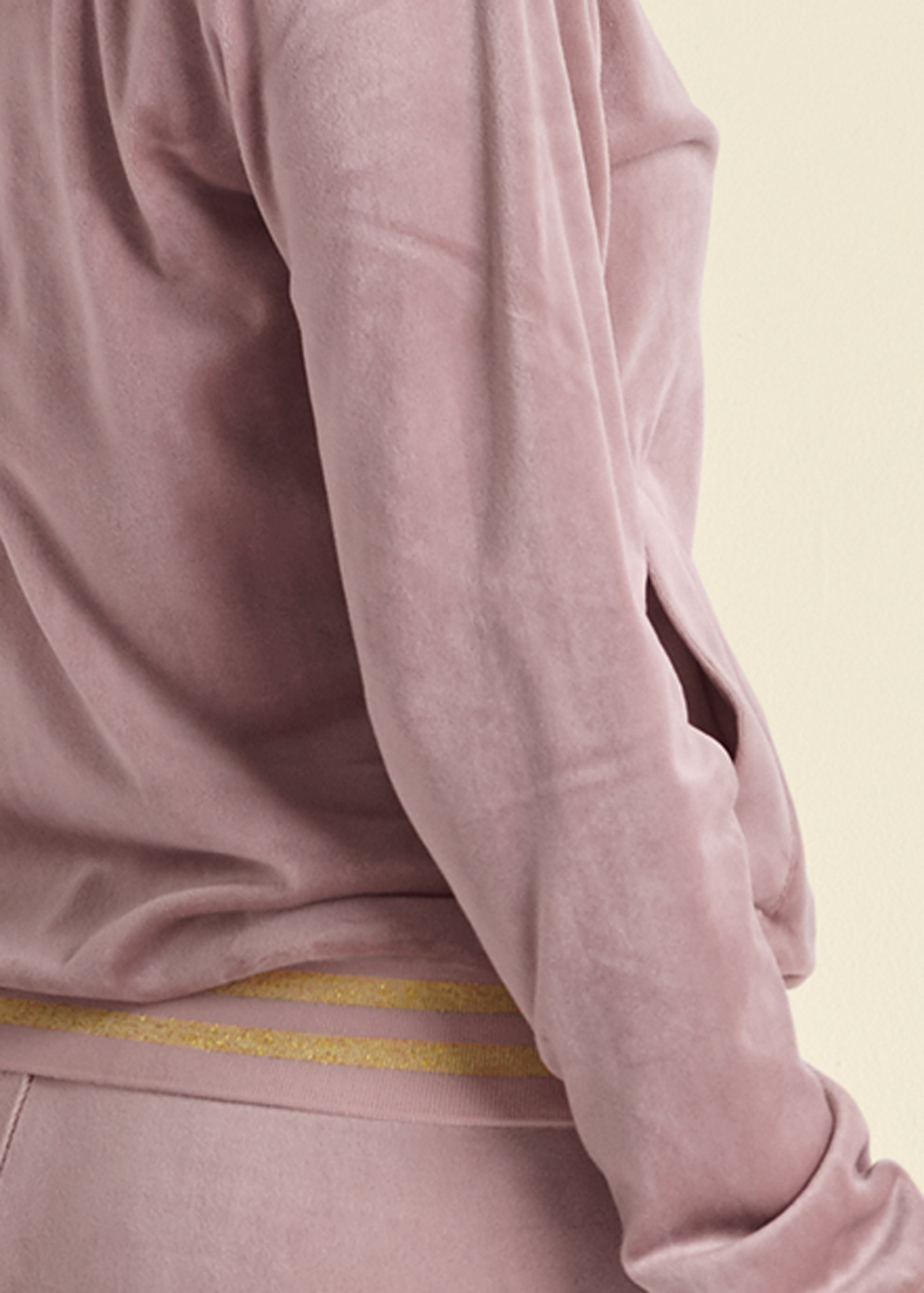 STRIPED VELOUR PANT SET in Light Pink | VENUS