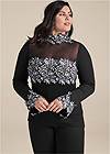 Cropped Front View Floral Applique Sweater