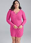 Front View Ribbed Henley Dress