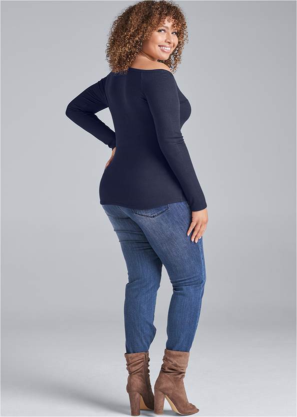 Alternate View Ribbed Henley Top