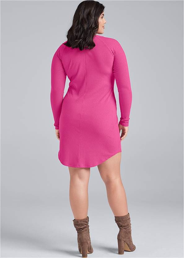 Back View Ribbed Henley Dress