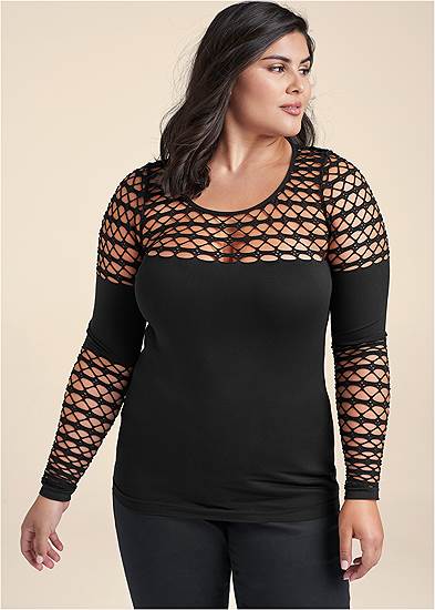 Plus Size Seamless Fitted Cutout Top
