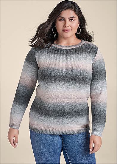 Plus Size Ombre Stripe Sweater