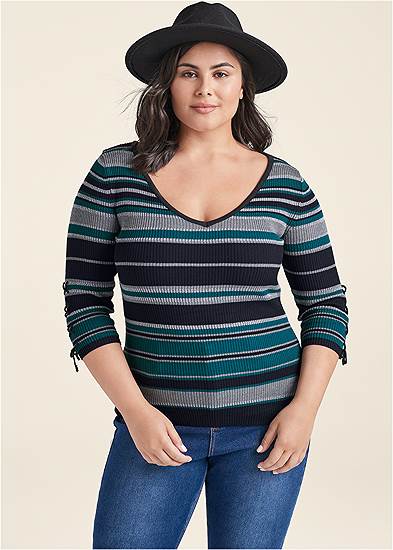 Plus Size Striped Sweater
