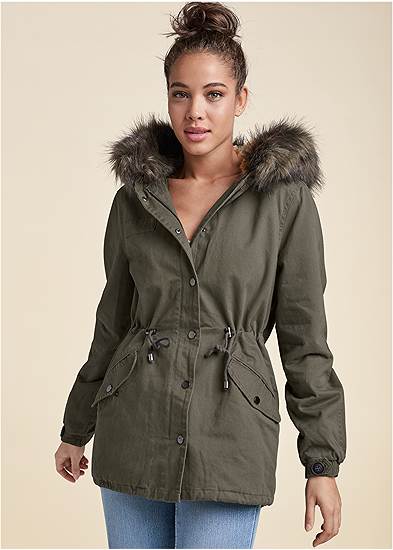 Utility Coat With Faux Fur
