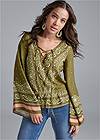 Front View Paisley Bell Sleeve Top