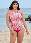 Full front view Ruched Side Halter Tankini Top