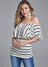 Front View Striped Off-Shoulder Top