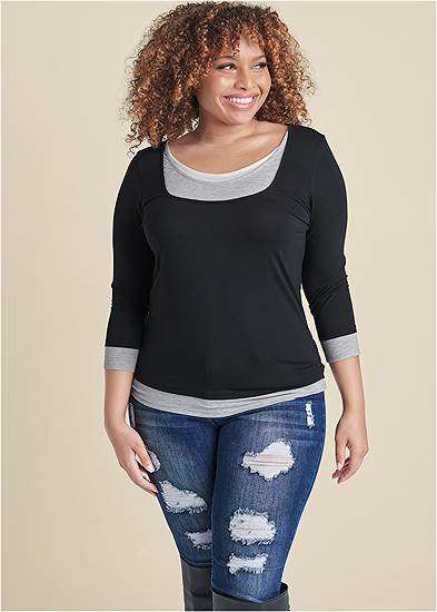 Plus Size Layered Casual Top