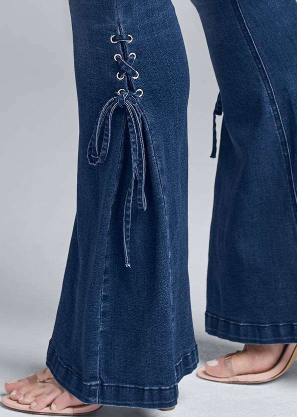 Alternate View Lace-Up Flare Jeans