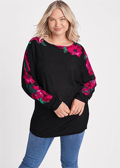 Plus Size Floral Detail Sweater