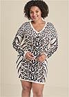 Front View Animal Print Sweater Dress