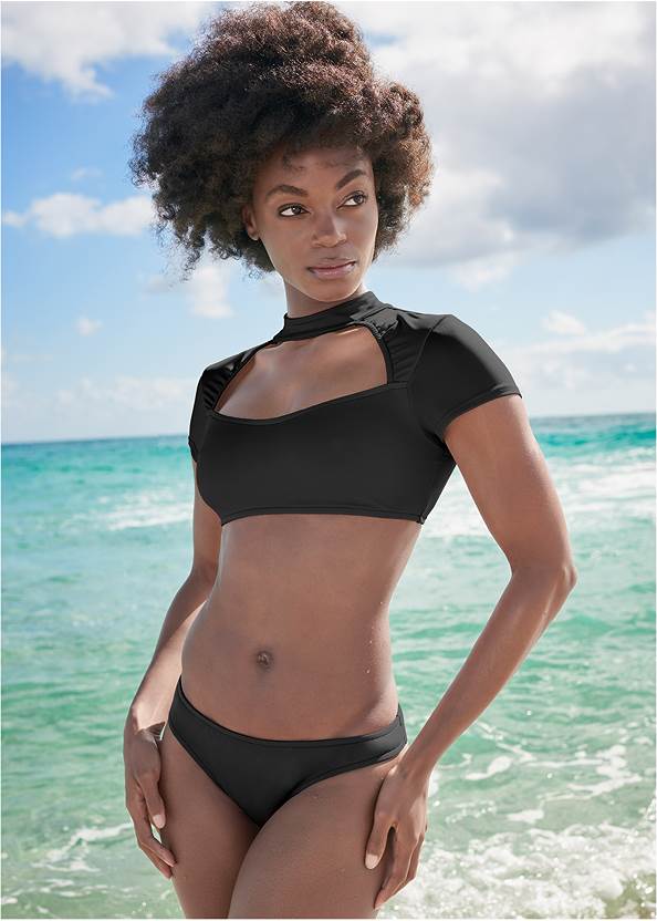 Sports Illustrated Swim™ Low-Rise Brief Bottom,Sports Illustrated Swim™ Alexa Crop Top,Sports Illustrated Swim™ Caged Bandeau Top,Sports Illustrated Swim™ Logo Belt Triangle Top,Sports Illustrated Swim™ Windswept Unlined Underwire Top