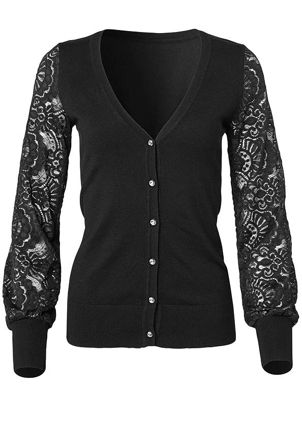 Alternate View Lace Sleeve Cardigan