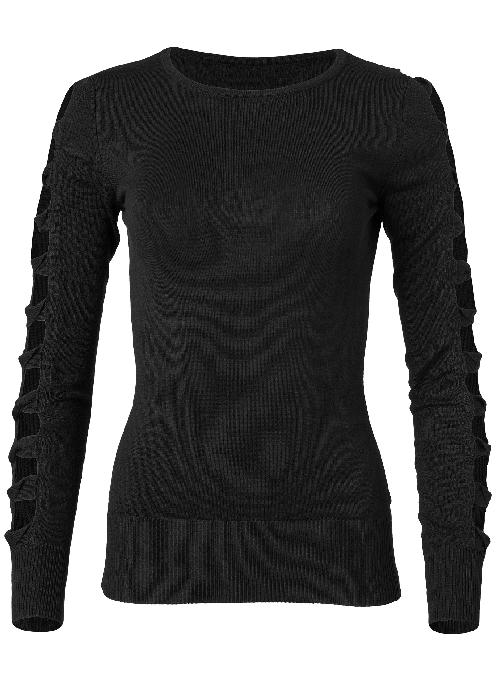Womens Studded Casual Scoop Neck Long Sleeve Hip Length Jumper Sweater Pullover 