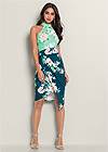 Front View Floral Bodycon Dress