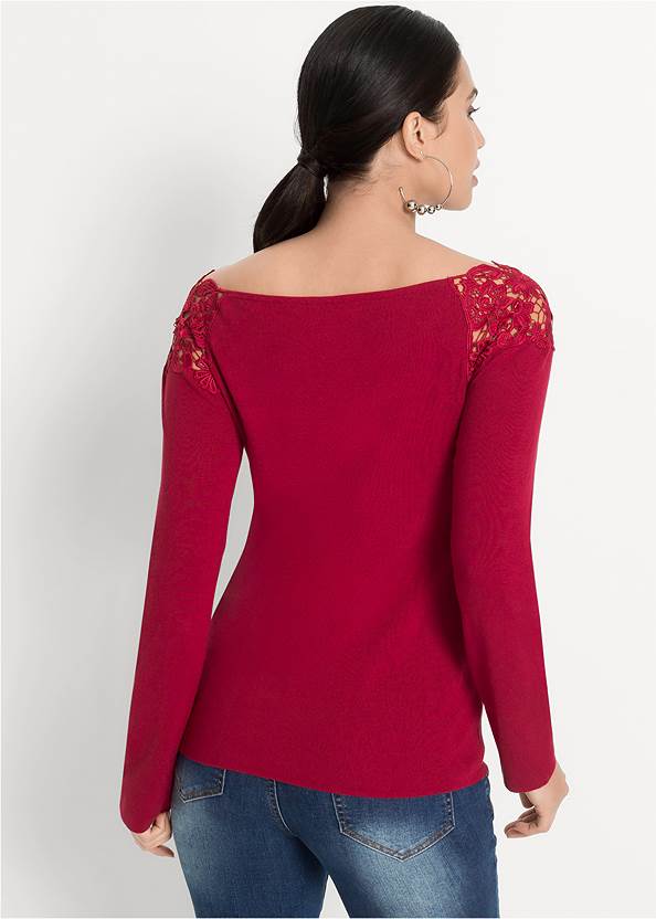 Cropped back view Lace Detail Sweater