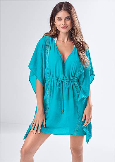 Lace Inset Kaftan Cover-Up