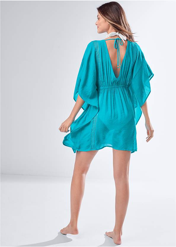 Full back view Lace Inset Kaftan Cover-Up