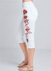 Waist down side view Floral Embroidered Capris